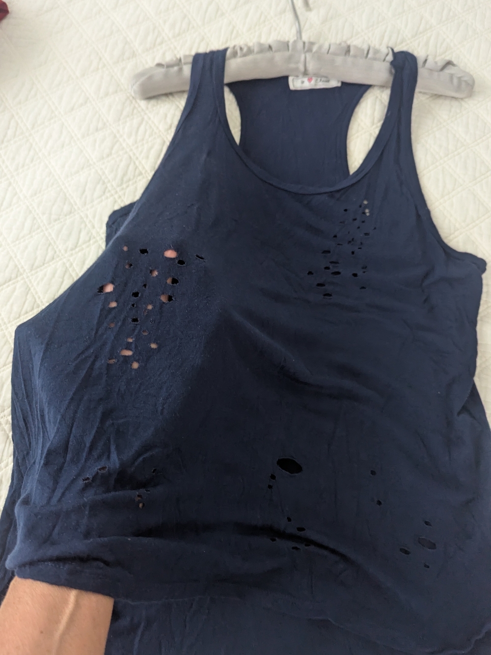 Distressed Navy Racerback Tank Top - Picture 2 of 5